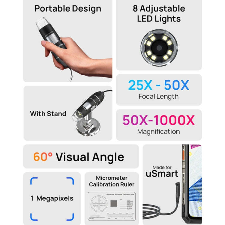 Ulefone uSmart C01 Wired Digital Microscope for Ulefone Armor 18 Series / 9 / 9E & Power Armor 16...