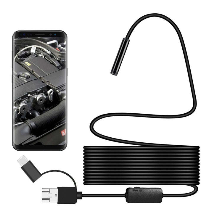 Y101 8mm Spiral Head 3 In 1 Waterproof Digital Endoscope Inspection Camera, Length: 5m Flexible C...