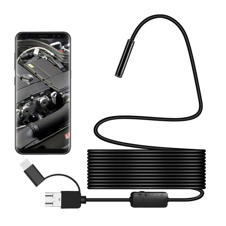 Y101 8mm Spiral Head 3 In 1 Waterproof Digital Endoscope Inspection Camera, Length: 5m Hard Cable...