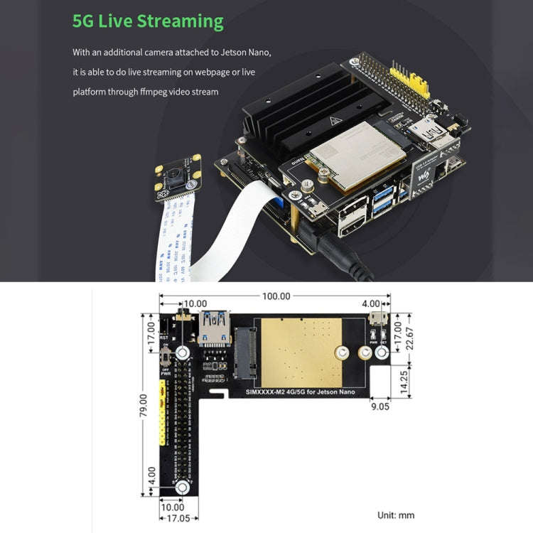 Waveshare SIM8202G-M2 5G Snapdragon X55 Multi Mode Multi Band 5G/4G/3G Module Expand Board for Je...