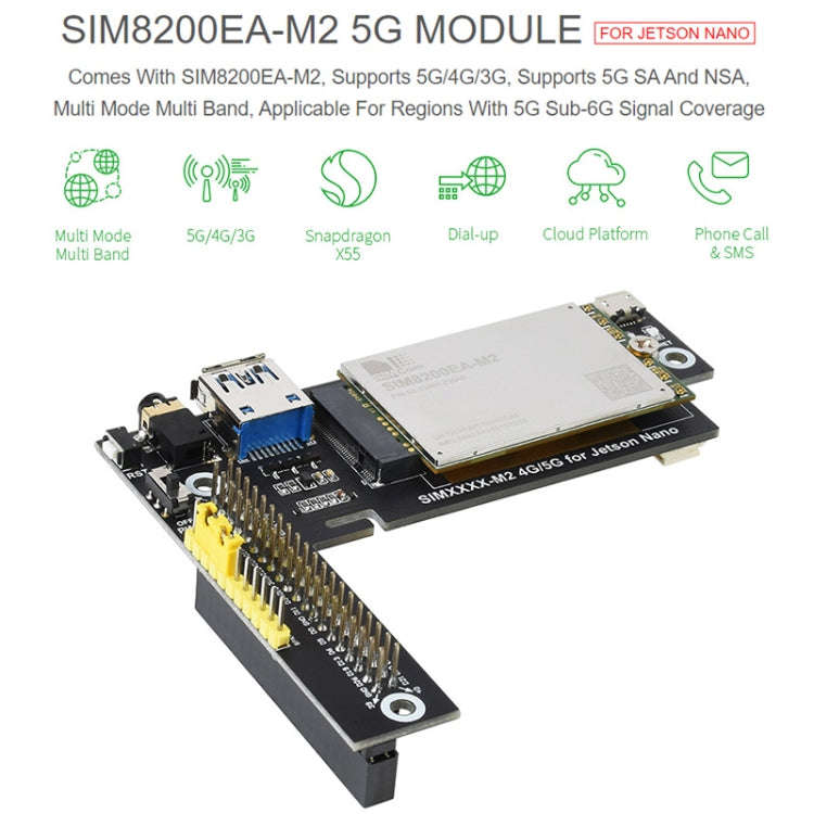 Waveshare SIM8200EA-M2 5G Snapdragon X55 Multi Mode Multi Band 5G/4G/3G Module Expand Board for J...