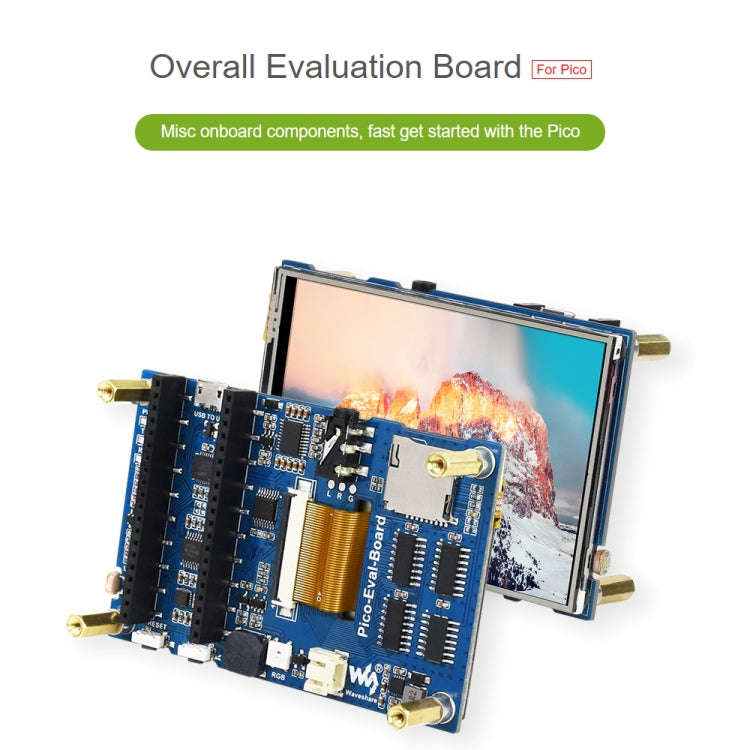 Waveshare 3.5 inch IPS Screen Overall Evaluation Board for Raspberry Pi Pico, Misc Onboard Compon...