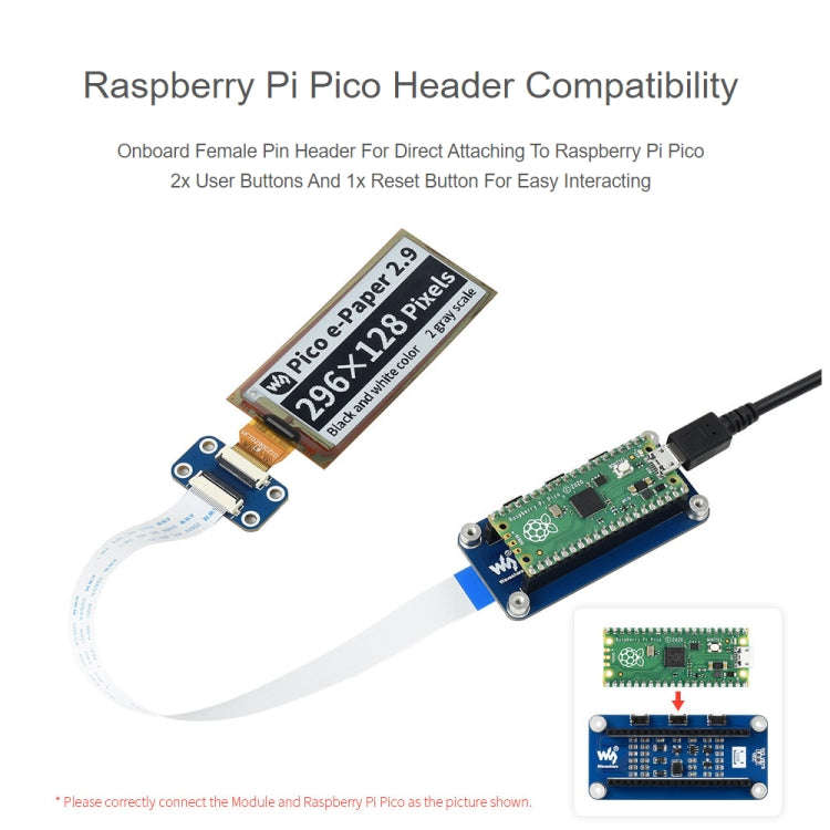 Waveshare 2.9 inch 296 x 128 Pixel Black / White Flexible E-Paper E-Ink Display Module for Raspbe...