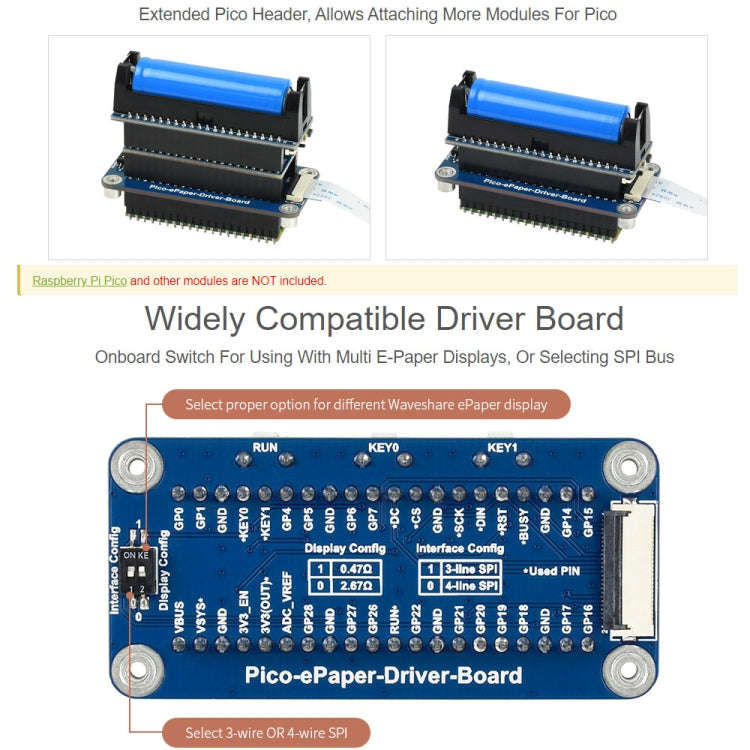 Waveshare 5.83 inch 648x480 Pixel Red Black White E-Paper E-Ink Display Module (B) for Raspberry ...