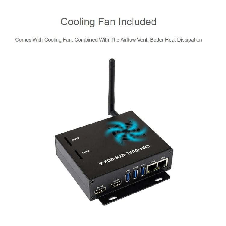 Waveshare Dual Gigabit Ethernet Mini-Computer with Metal Case & Cooling Fan for Raspberry Pi CM4(...