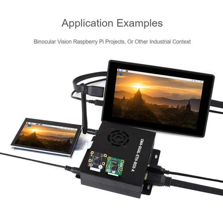 Waveshare Dual Gigabit Ethernet Mini-Computer with Metal Case & Cooling Fan for Raspberry Pi CM4(...