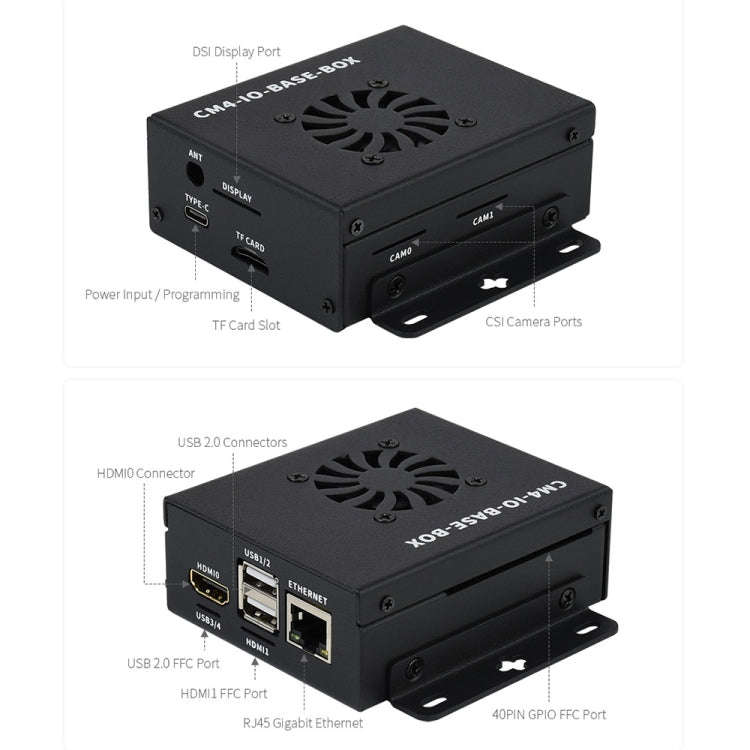 Waveshare Mini IO Board Full Ver Mini-Computer Base Box with Metal Case & Cooling Fan for Raspber...