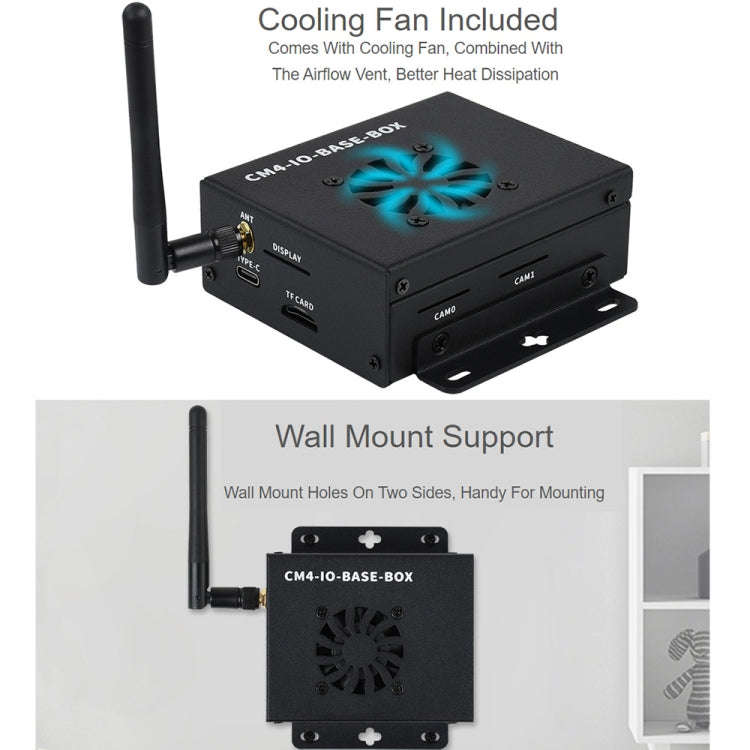 Waveshare Mini IO Board Full Ver Mini-Computer Base Box with Metal Case & Cooling Fan for Raspber...