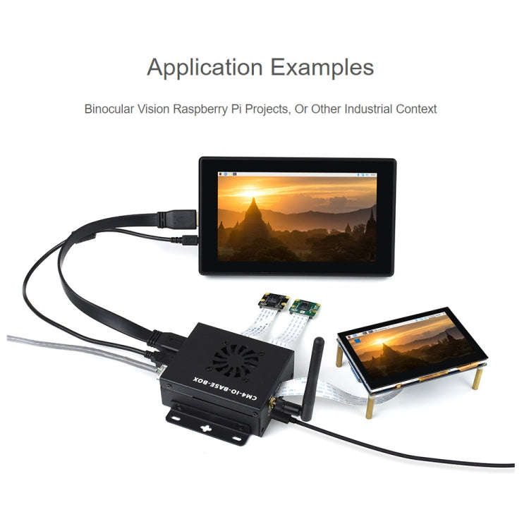 Waveshare Mini IO Board Full Ver Mini-Computer Base Box with Metal Case & Cooling Fan for Raspber...
