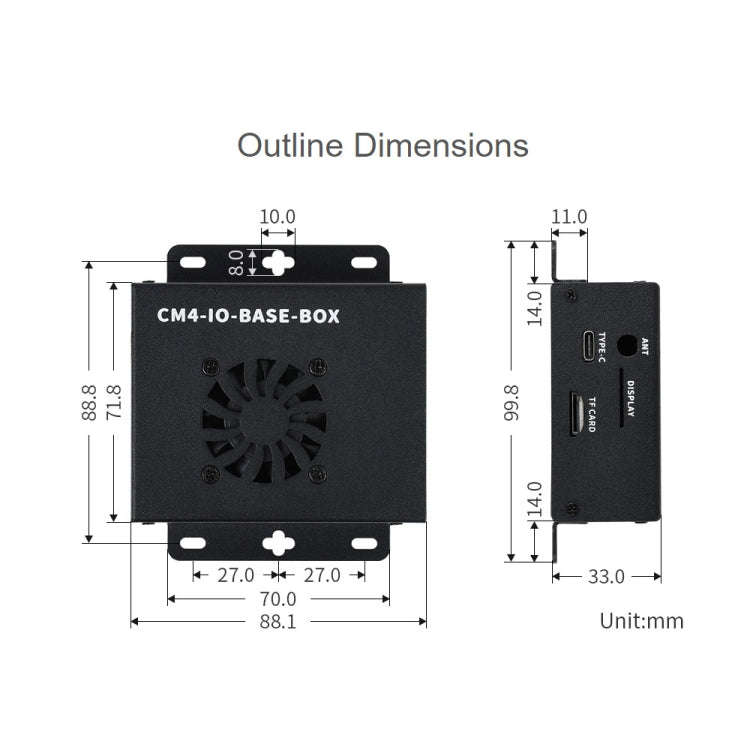 Waveshare Mini IO Board Full Ver Mini-Computer Base Box with Metal Case & Cooling Fan for Raspber...