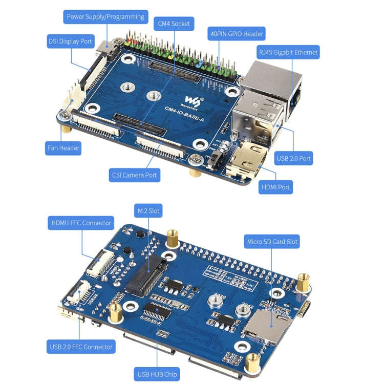 Waveshare Mini IO Board Lite Ver Mini-Computer Base Box with Metal Case & Cooling Fan for Raspber...