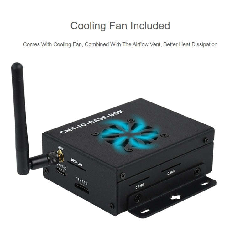 Waveshare Mini IO Board Lite Ver Mini-Computer Base Box with Metal Case & Cooling Fan for Raspber...