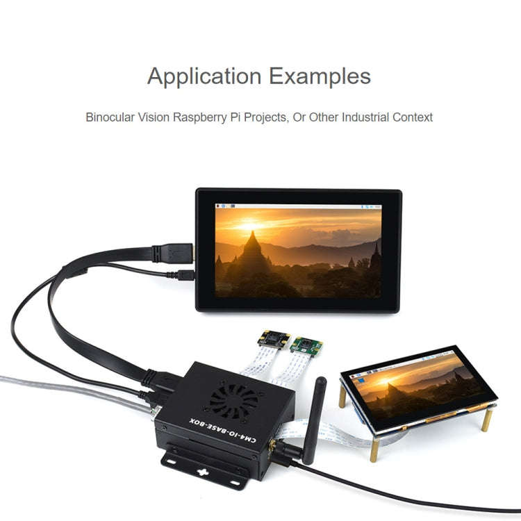 Waveshare Mini IO Board Lite Ver Mini-Computer Base Box with Metal Case & Cooling Fan for Raspber...
