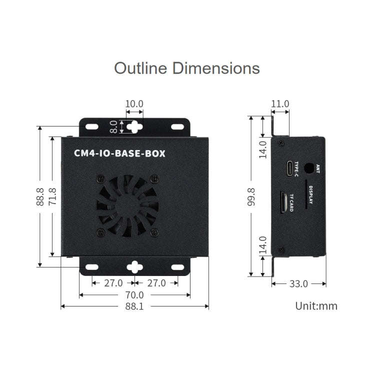 Waveshare Mini IO Board Lite Ver Mini-Computer Base Box with Metal Case & Cooling Fan for Raspber...