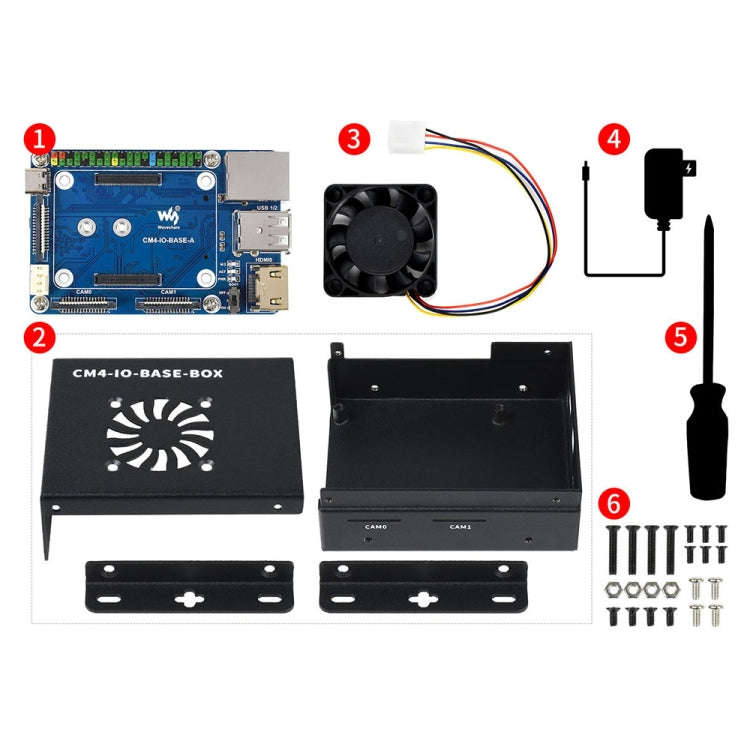 Waveshare Mini IO Board Lite Ver Mini-Computer Base Box with Metal Case & Cooling Fan for Raspber...