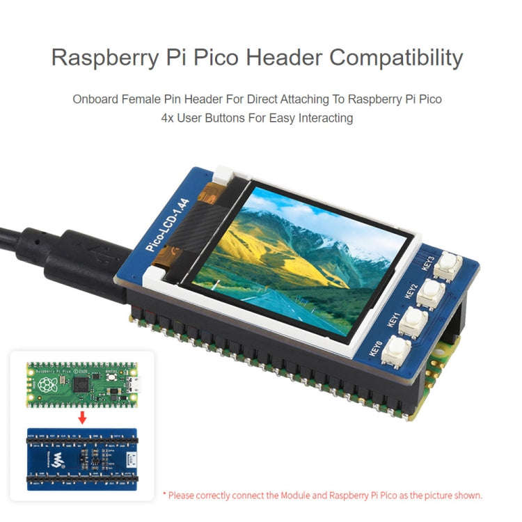 WAVESHARE 1.44 inch LCD 65K Colors 128 x 128 Display Module for Raspberry Pi Pico,  SPI Interface