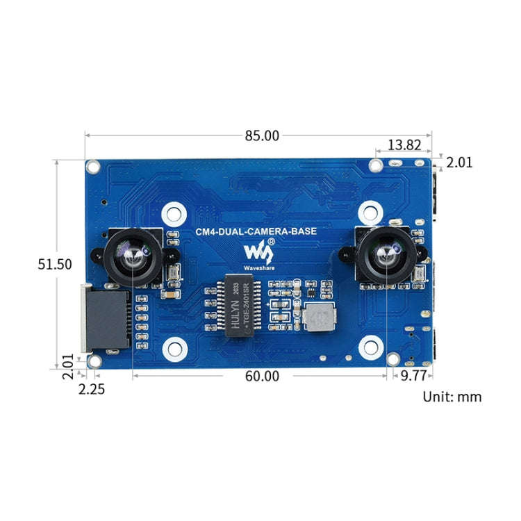 Waveshare Binocular Camera Base Board with Interface Expander for Raspberry Pi Compute Module 4