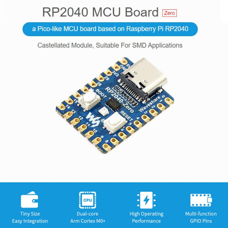 Waveshare RP2040-Zero Pico-like MCU Board Based on Raspberry Pi MCU RP2040, with Pinheader mini V...