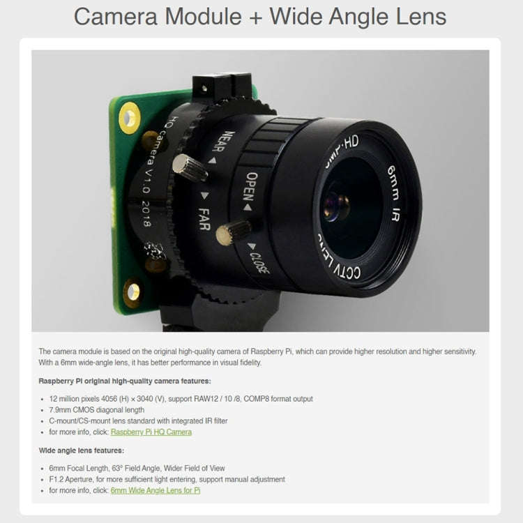 Waveshare 4.3 inch Screen Raspberry Pi Microscope Kit 12MP Camera Module with Bracket, US Plug
