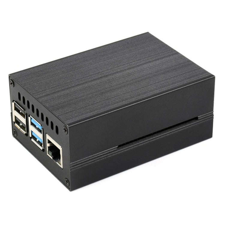 Waveshare Stripe Aluminum Cooling Case for Raspberry Pi 4, Built-In Active Radiator with Fins(Black)