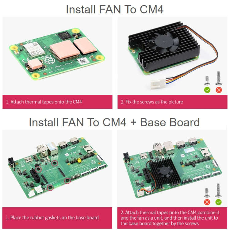 Waveshare Dedicated All-in-One 3007 Cooling Fan for Raspberry Pi CM4, Speed Adjustable, with Ther...