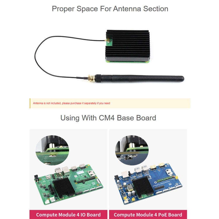 WAVESHARE Aluminum Heatsink for Raspberry Pi CM4, with Antenna Notch (Black)