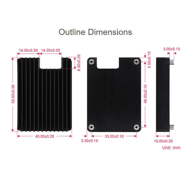 WAVESHARE Aluminum Heatsink for Raspberry Pi CM4, with Antenna Notch (Black)