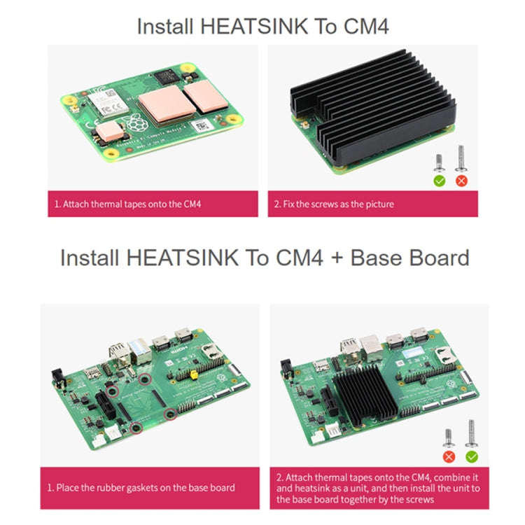 WAVESHARE Aluminum Heatsink for Raspberry Pi CM4, with Antenna Notch (Black)