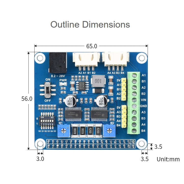Waveshare HRB8825 Stepper Motor HAT For Raspberry Pi, Drives Two Stepper Motors, Up To 1/32 Micro...