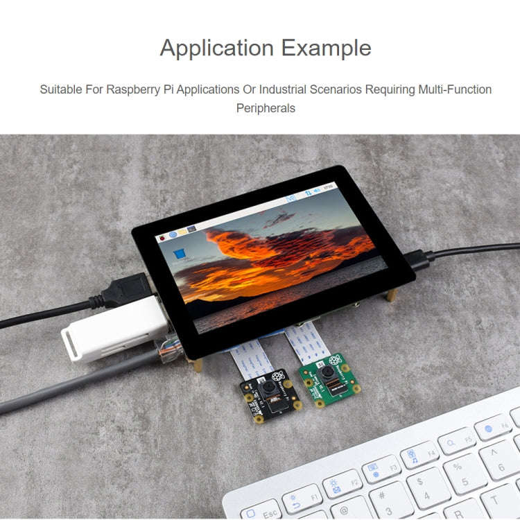 WAVESHARE 5 inch Touch Screen Expansion for Raspberry Pi CM4, PoE Header, Gigabit Ethernet, 4K Ou...