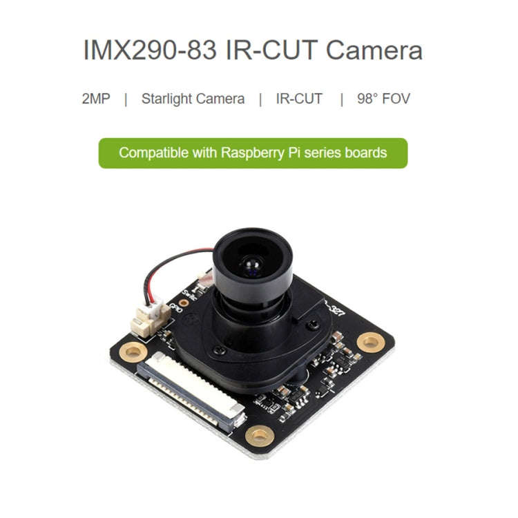 Waveshare IMX290-83 IR-CUT Camera Module, Starlight Camera Sensor, Fixed-Focus, 2MP