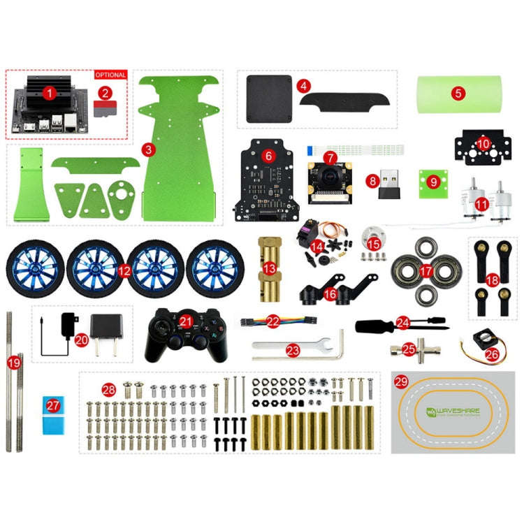 Waveshare JetRacer 2GB AI Kit, AI Racing Robot Powered by Jetson Nano 2GB, EU Plug