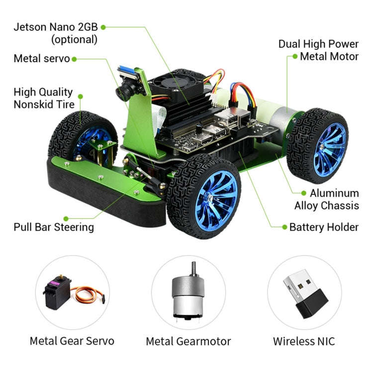 Waveshare JetRacer 2GB AI Kit, AI Racing Robot Powered by Jetson Nano 2GB, EU Plug