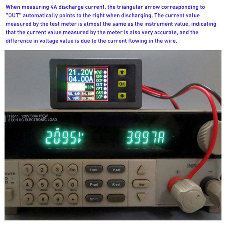 90V 20A Color Dual-Display Voltage Current Meter Charge Discharge Measurement Counter