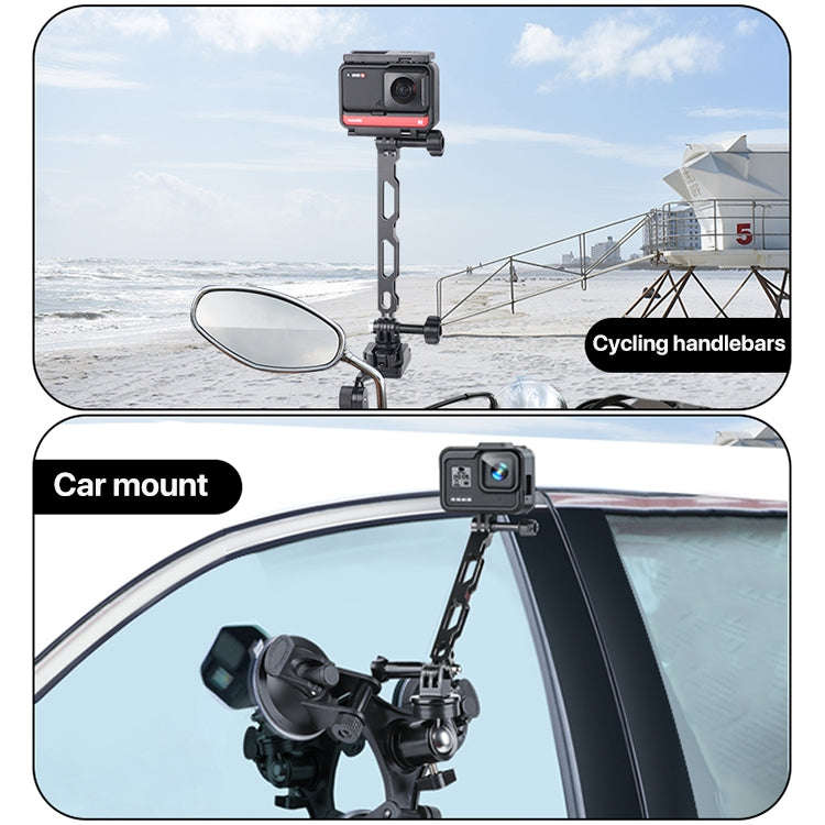 Aluminum Extension Arm Grip Extenter for GoPro, Insta360, DJI and Other Action Cameras(Black)