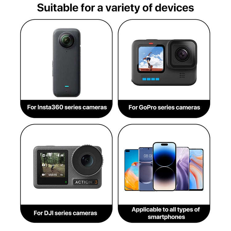 Aluminum Extension Arm Grip Extenter for GoPro, Insta360, DJI and Other Action Cameras(Black)