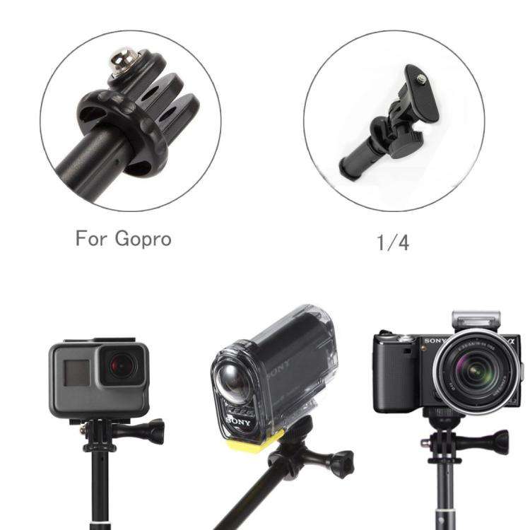 Universal Aluminum Alloy Selfie Stick with Adapter, Length: 25-75cm(Black)