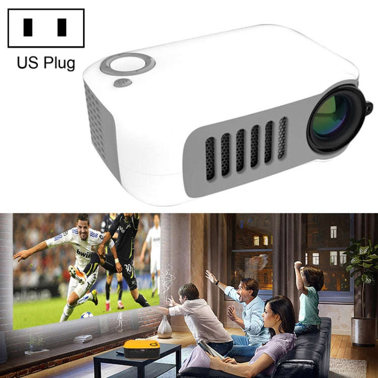 A2000 1080P Mini Portable Smart Projector Children Projector, US Plug(White Grey)