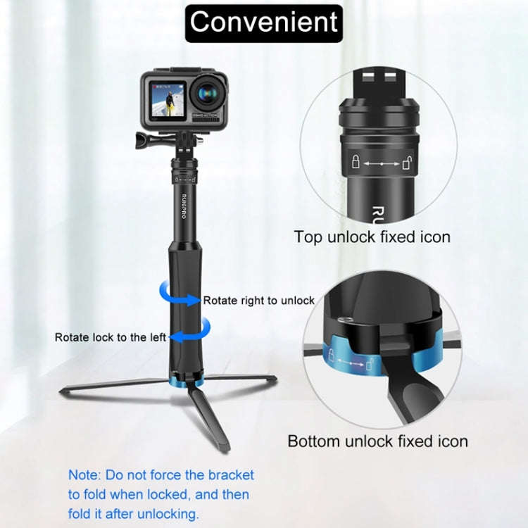 RUIGPRO One-piece Handheld Tripod Selfie Stick Telescopic Monopod Mount for GoPro, Insta360, DJI ...