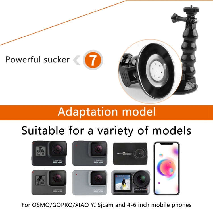 Suction Cup Jaws Flex Clamp Mount for GoPro, Insta360, DJI and Other Action Cameras(Black)