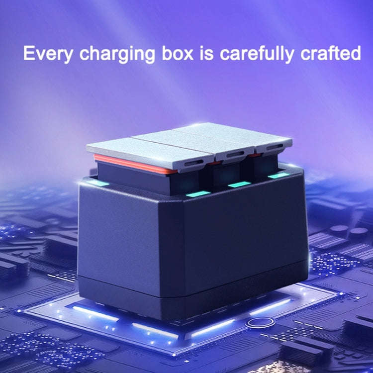 USB Triple Batteries Charger with LED Indicator Light for DJI OSMO Action(Black)