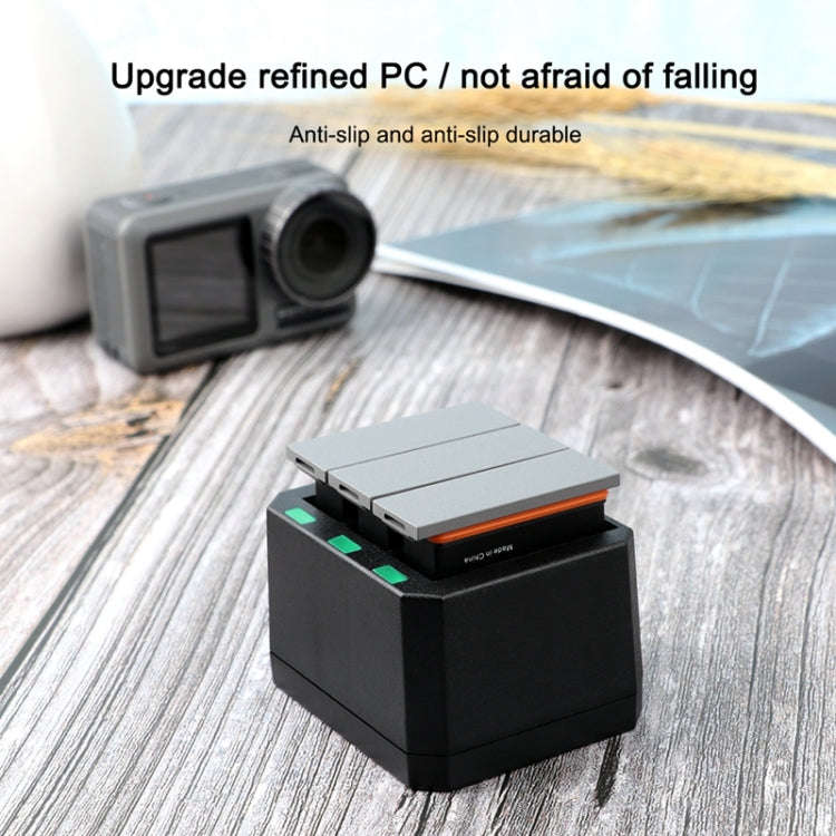 USB Triple Batteries Charger with LED Indicator Light for DJI OSMO Action(Black)