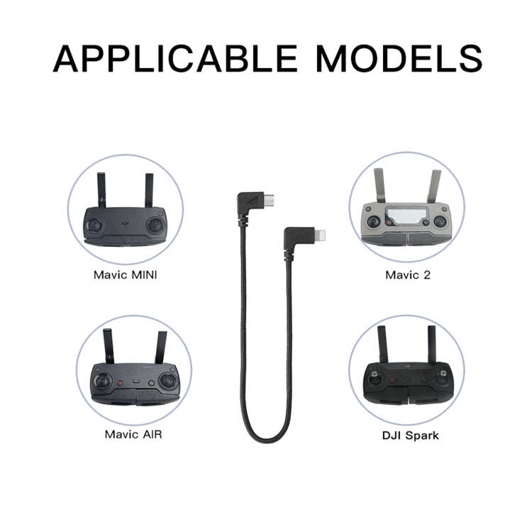 RCSTQ 29cm Woven Nylon Micro USB to 8 Pin Data Cable for DJI Mavic Mini / Air / Spark & Mavic 2 P...
