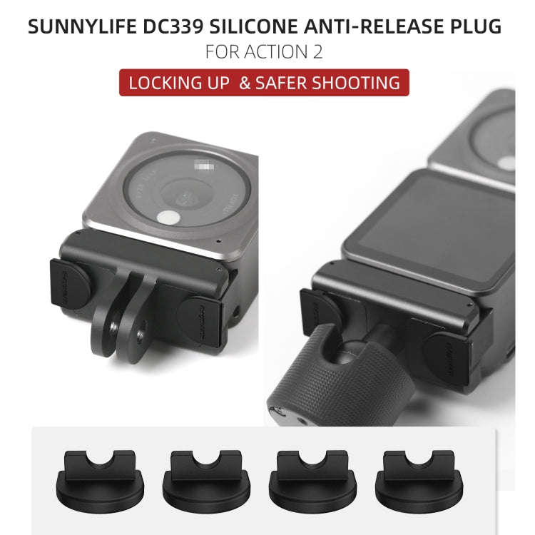 Sunnylife DC339 4 PCS Silicone Anti-release Plug for DJI Action 2 (Black)