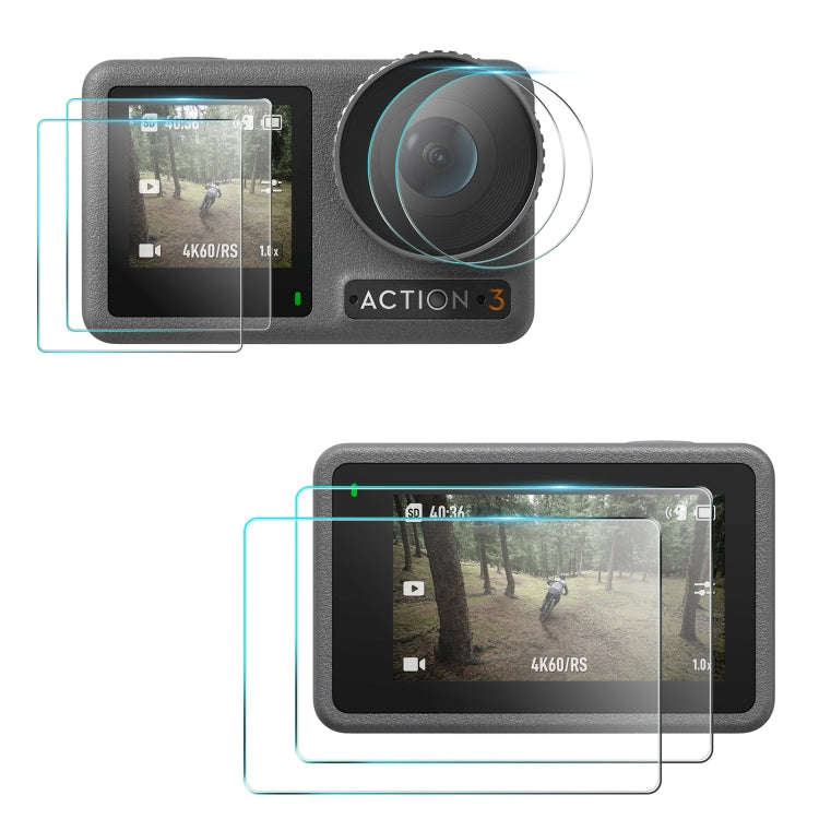 For DJI Osmo Action 3 2pcs STARTRC 3-in-1 Lens Front and Back Screen Tempered Glass Film