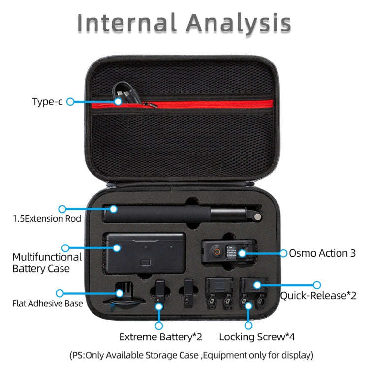 For DJI Osmo Action 3 Carrying Storage Case Bag,Size: 21.5 x 29.5 x 10cm (Grey)