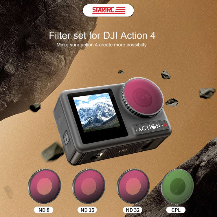 For DJI Action 5 Pro / 4 STARTRC 4 in 1 ND8 + ND16 + ND32 + CPL Lens Filter