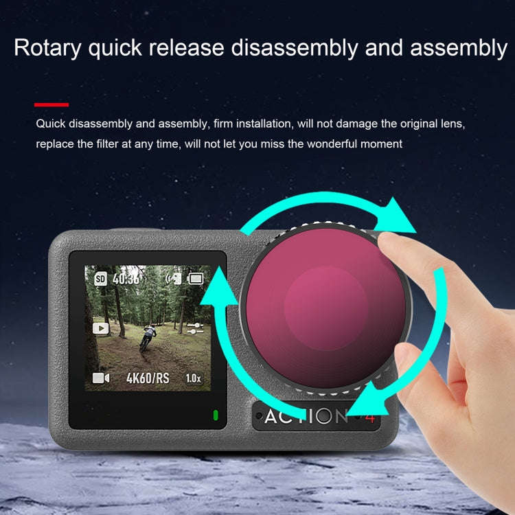 For DJI Action 5 Pro / 4 STARTRC 4 in 1 ND8 + ND16 + ND32 + CPL Lens Filter