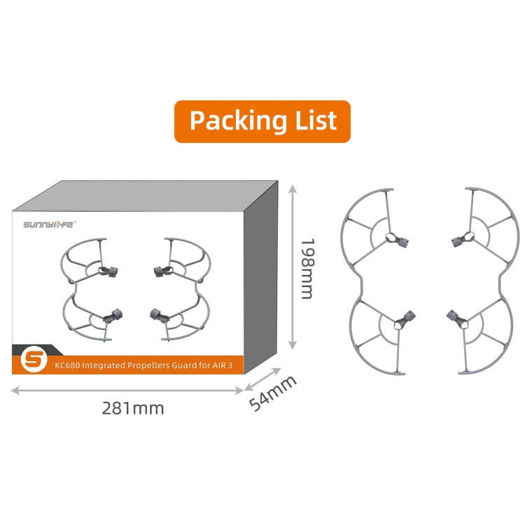 For DJI Air 3 Sunnylife KC680 Drone Propeller Protective Guard Anti-collision Ring (Grey)