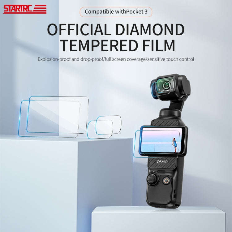 For DJI OSMO Pocket 3 STARTRC 2pcs 2 in 1 Tempered Glass Lens Protector + Screen Film (Transparent)